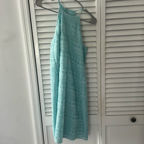 LOFT Dresses & Skirts - LOFT Aqua Lace Halter Dress